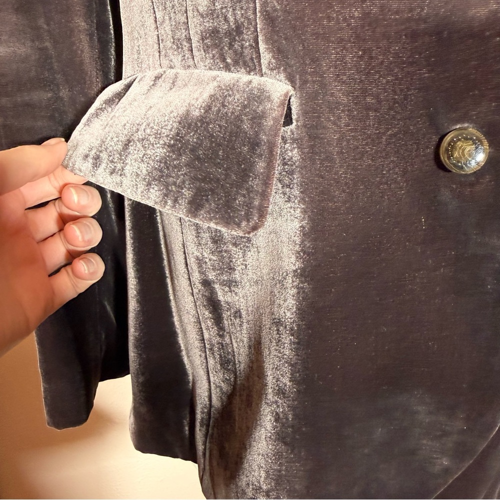Vintage 1990’s Art deco purple grey silk velvet oversized luxury formal blazer - Picture 8 of 17